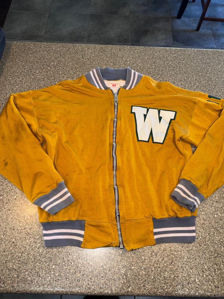 Vintage Champion Mustard Yellow Bomber Jacket With 'W' Patch
